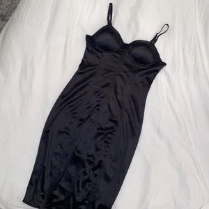 Black satin dress